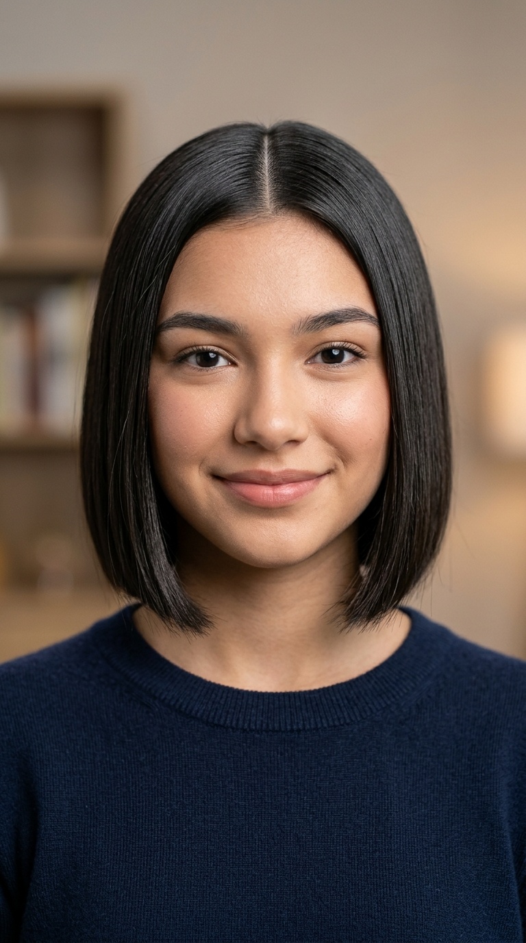 Sleek Middle Part
