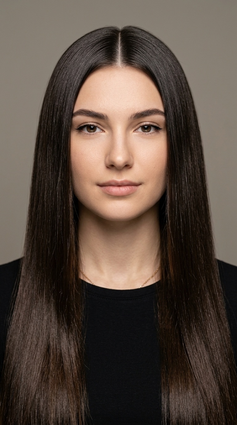Sleek Middle Part