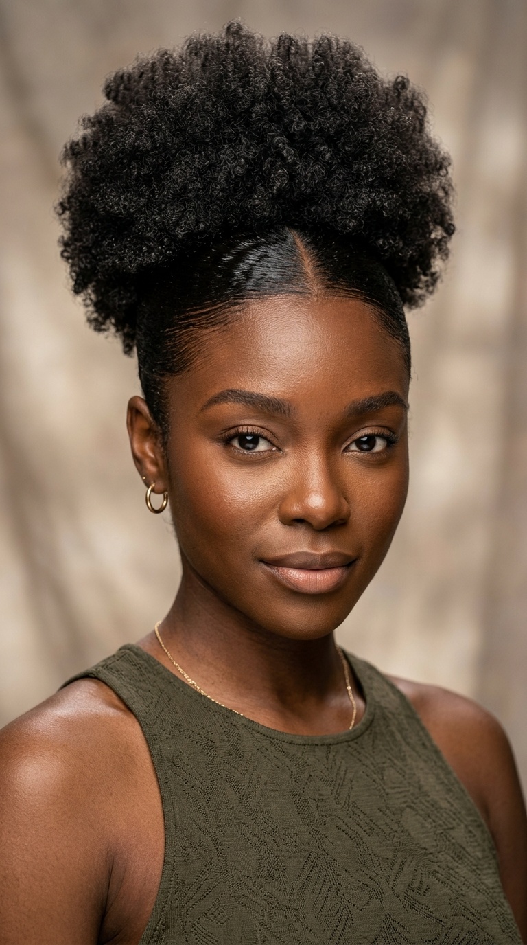 Sleek Middle-Part High Puff