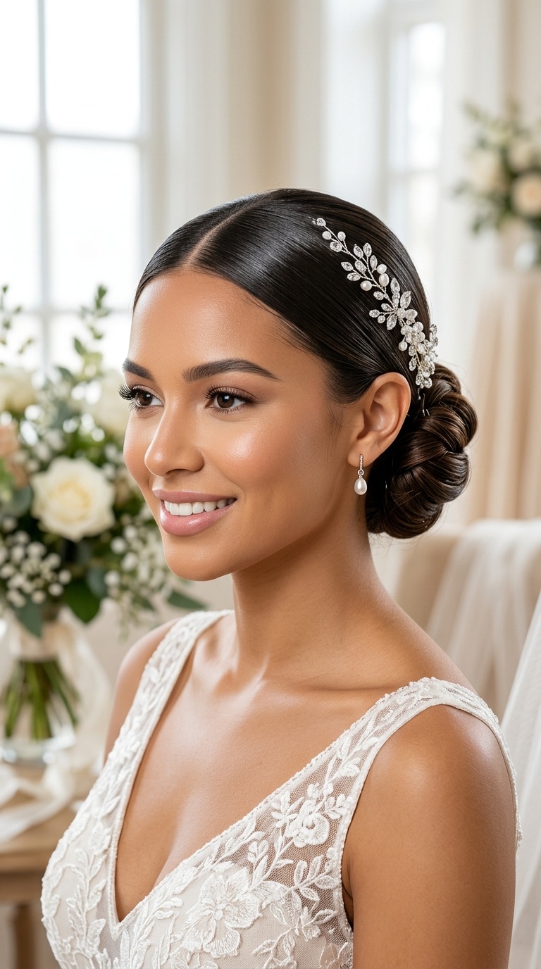Sleek Middle-Part Low Bun