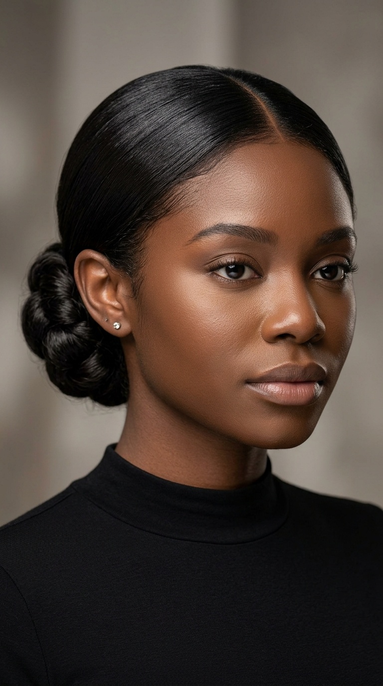 Sleek Middle Part Low Bun