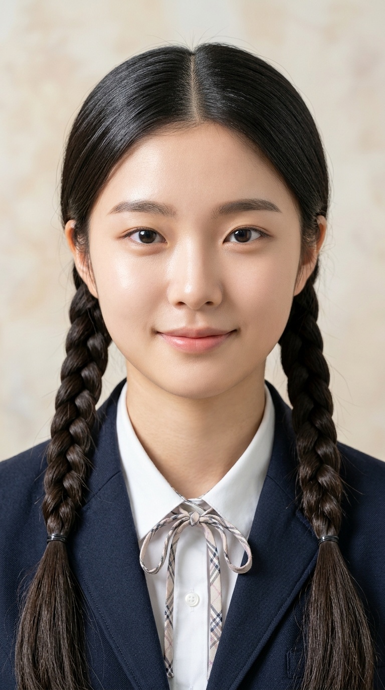 Sleek Middle-Part School Braids