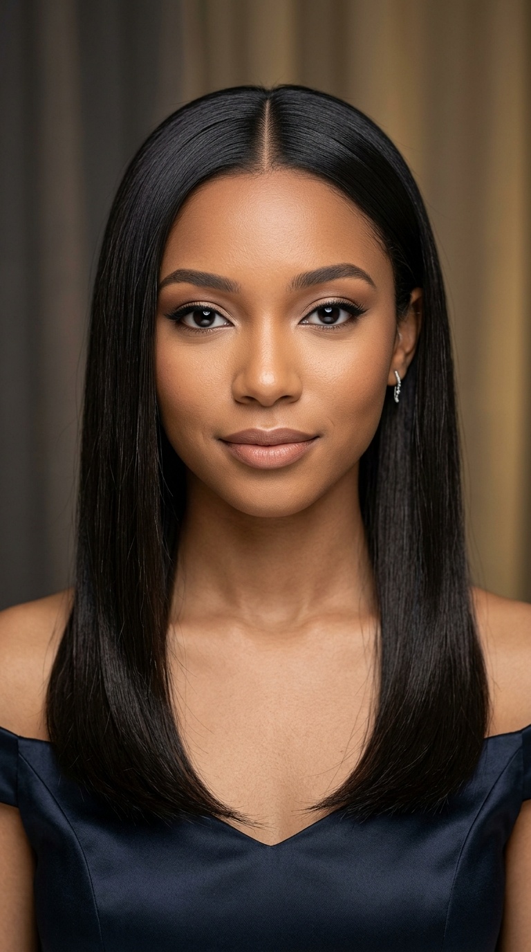 Sleek Middle Part with Straight Hair