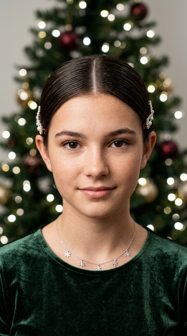 Sleek Middle Part with Tucked Ears and Clips