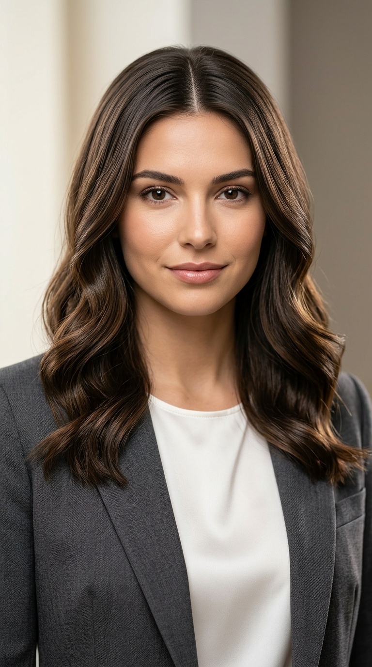 Sleek Middle Part with Waves