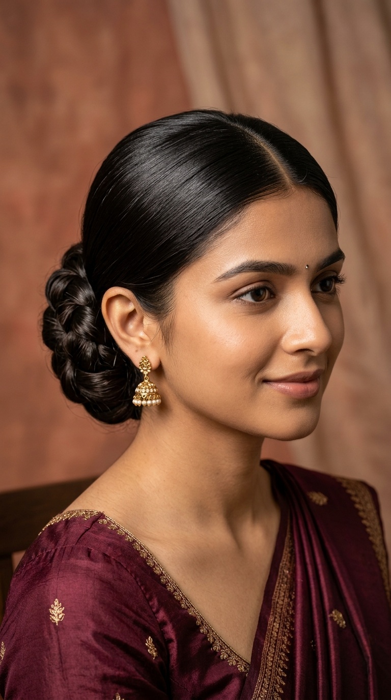 Sleek Middle-Parted Low Bun