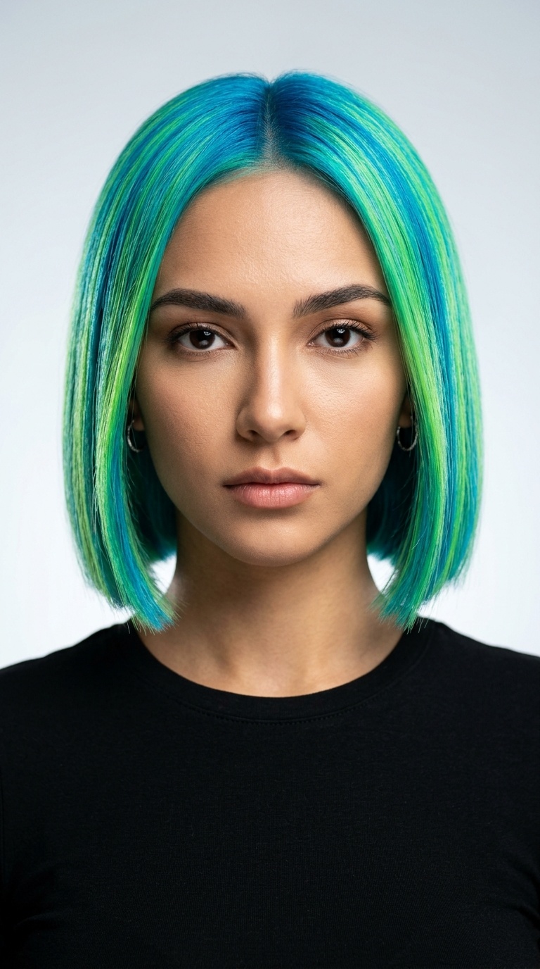 Sleek Neon Blunt Bob