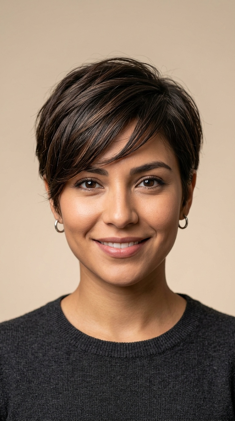 Sleek Pixie with Side-Swept Bangs