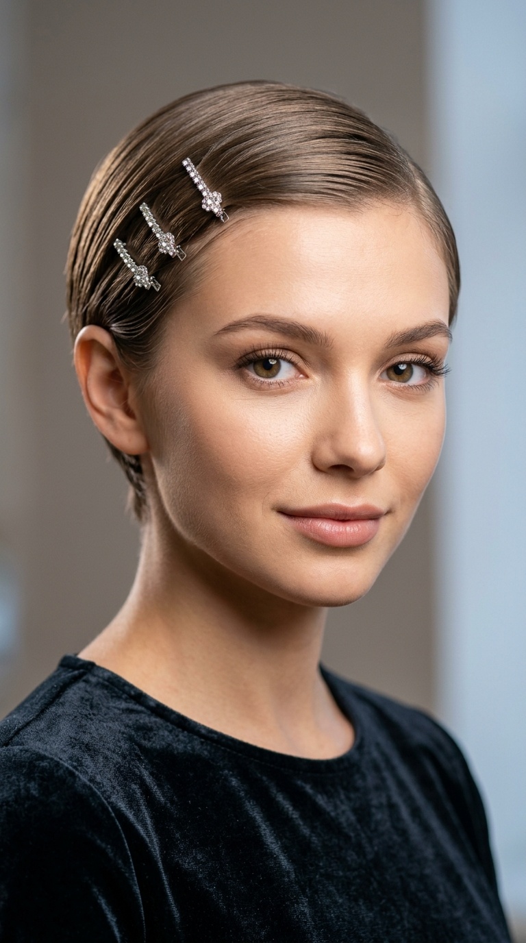 Sleek Pixie with Sparkly Clips