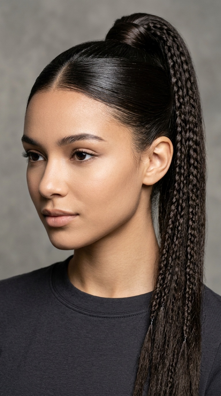 Sleek Pony with Braided Detail