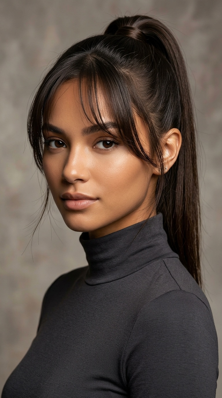 Sleek Ponytail with Wispy Pieces