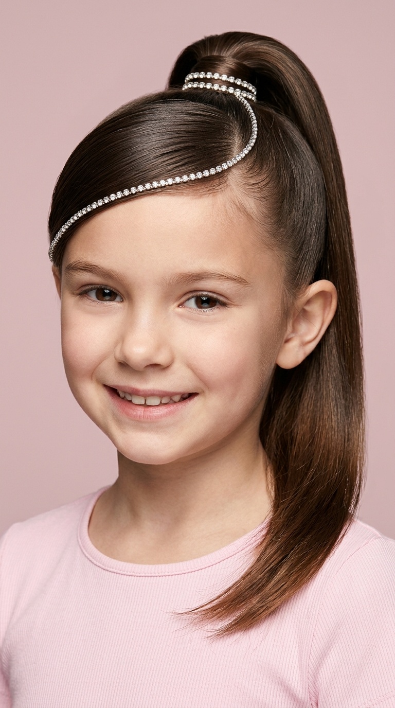 Sleek Rhinestone High Swoop