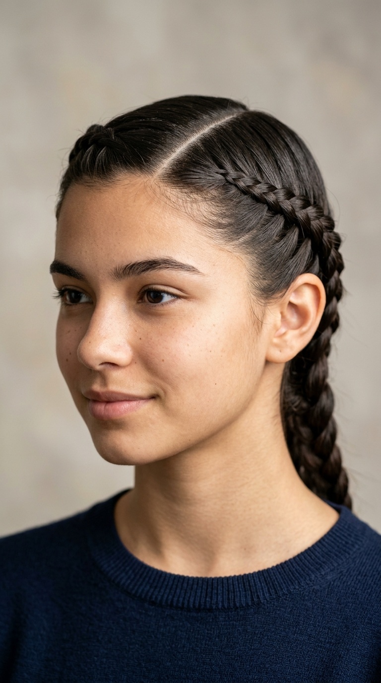 Sleek Side Part Dutch Braids