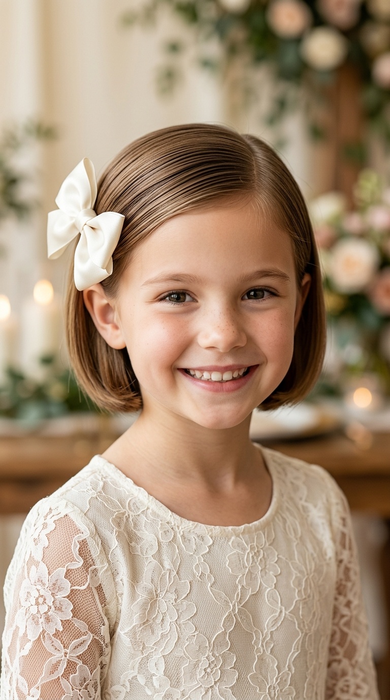 Sleek Side Part with Large Bow
