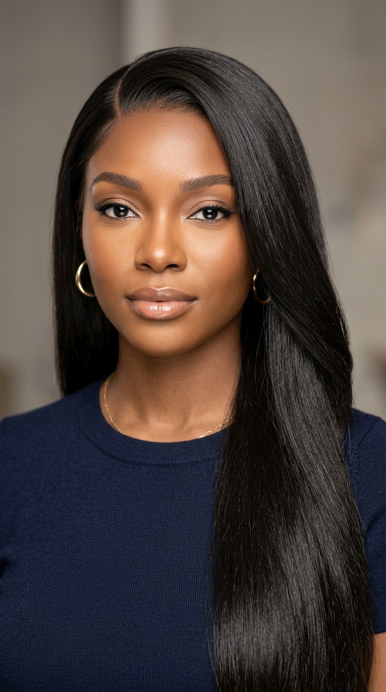 Sleek Side-Parted Long Weave