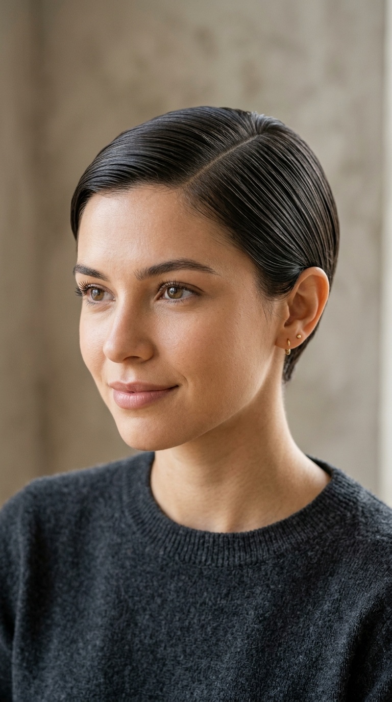 Sleek Side-Parted Pixie