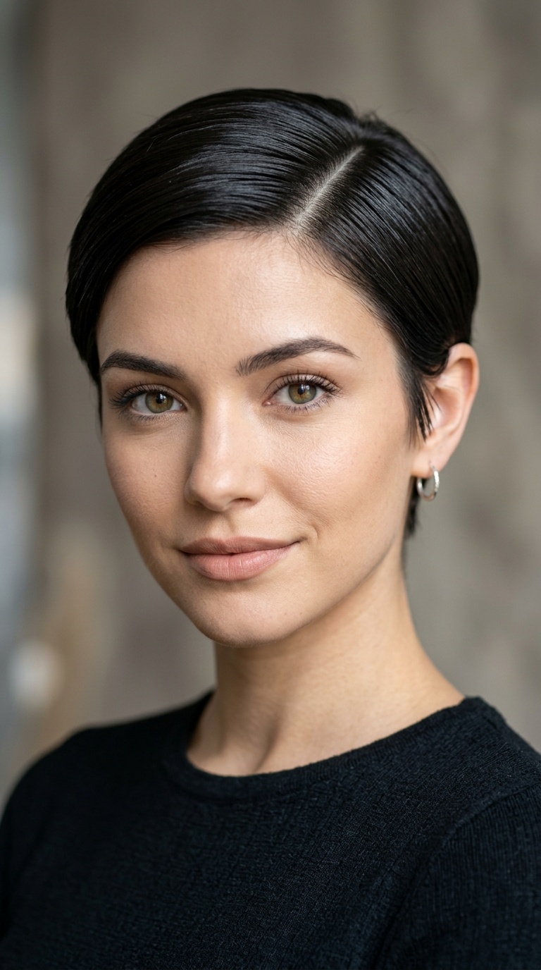 Sleek Side-Parted Pixie