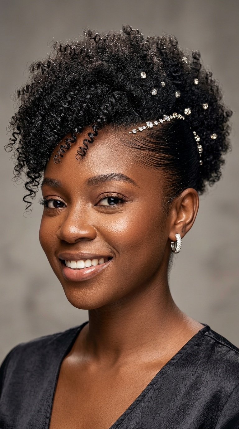 Sleek Side Puff with Jewels