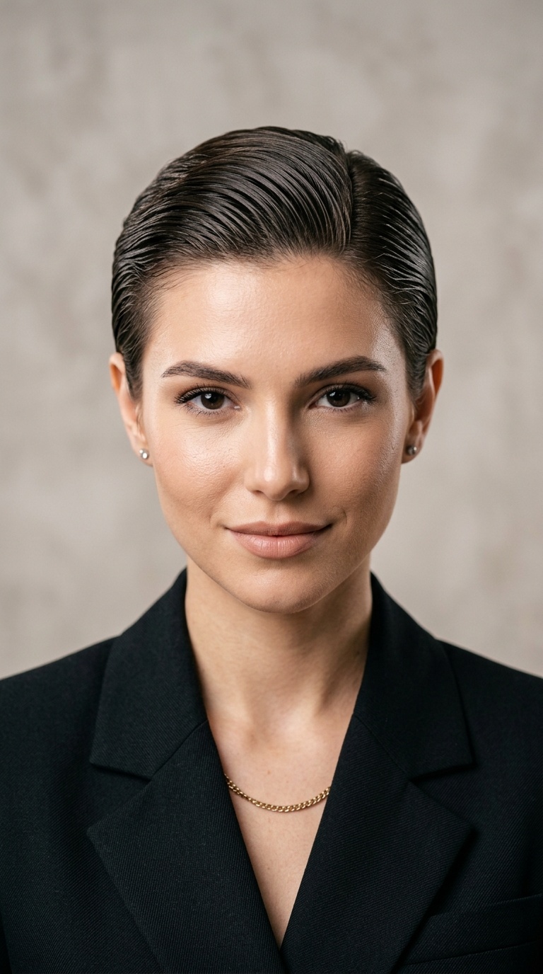 Sleek Slicked-Back Style