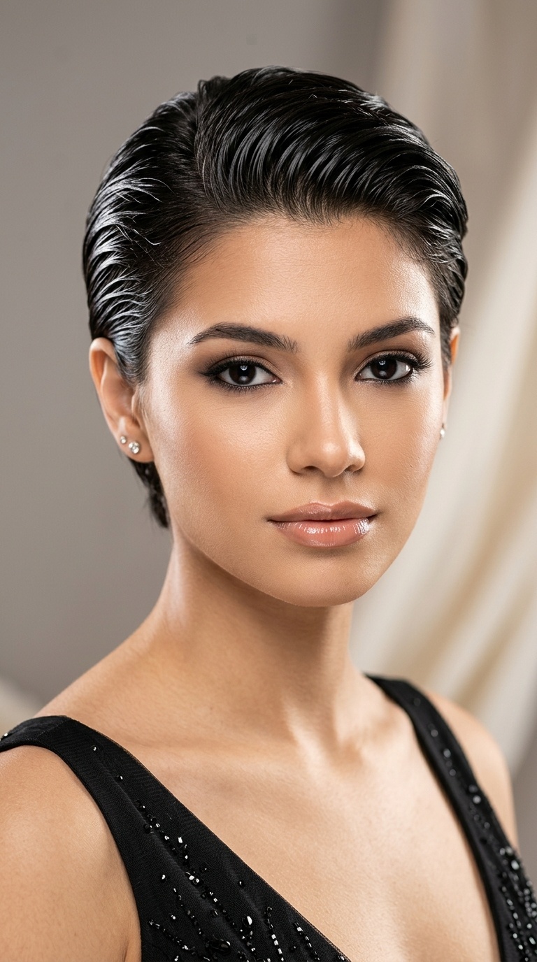 Sleek Slicked-Back Wet Look