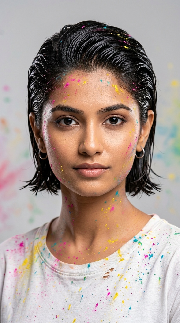 Sleek Slicked-Back Wet Look