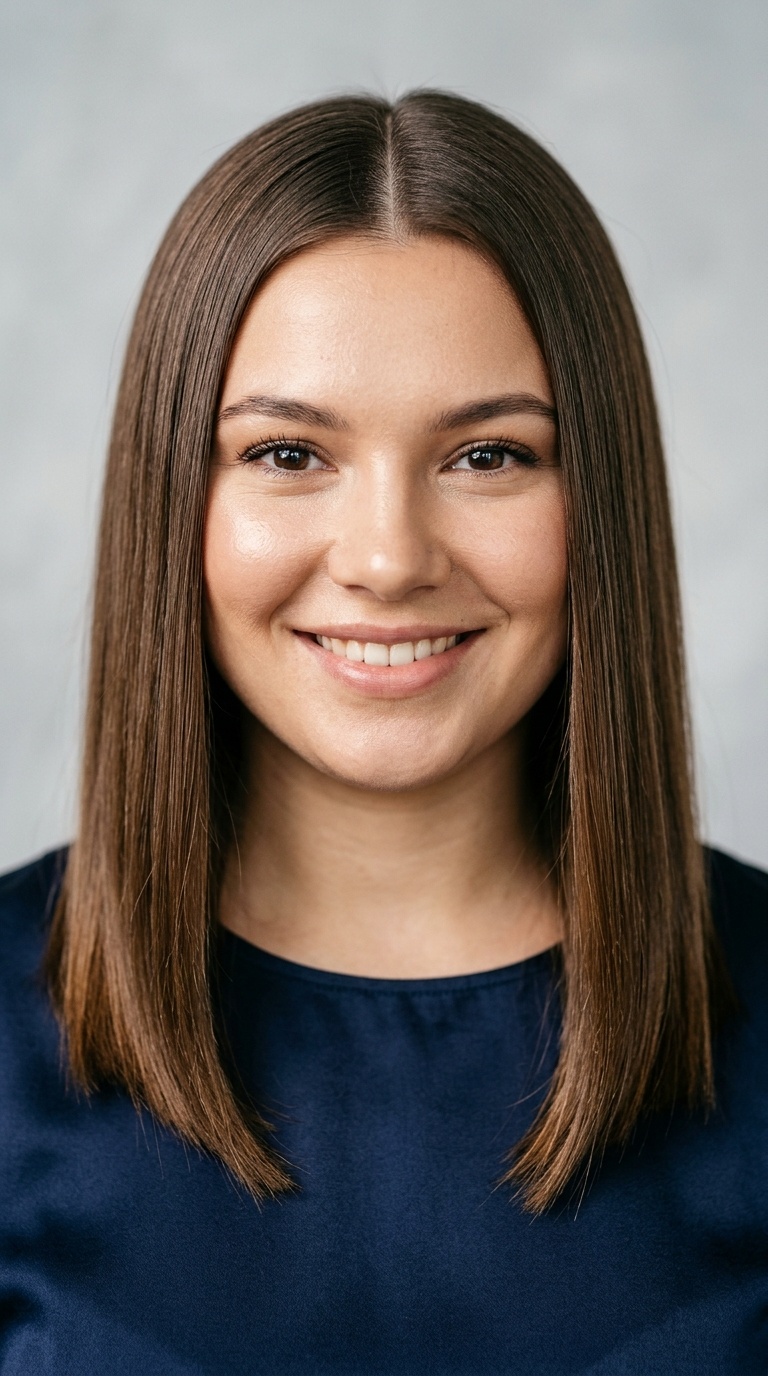 Sleek Straight Hair with Middle Part