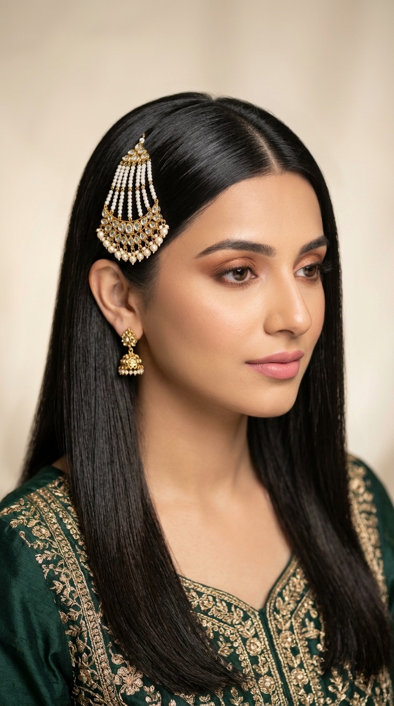Sleek Straight Hair with Tucked Side