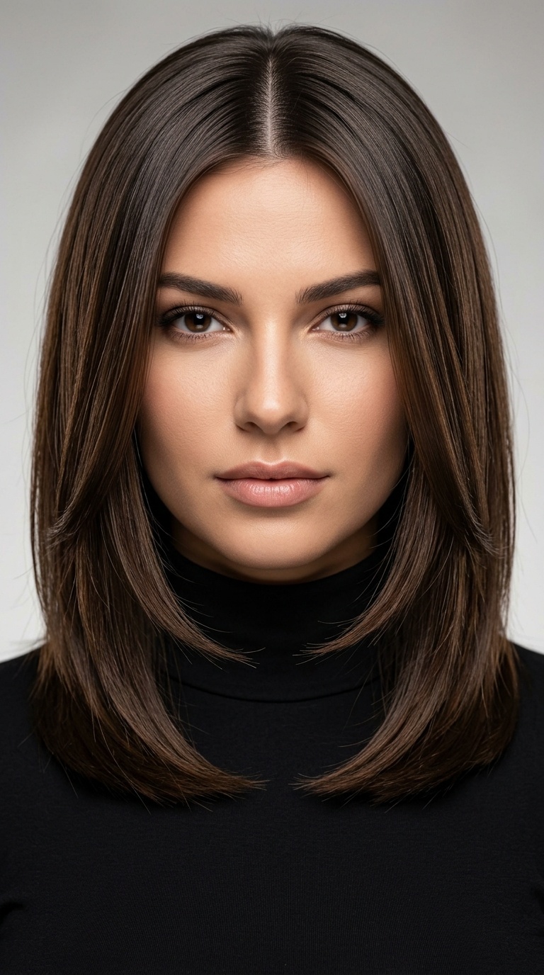 Sleek Straight Layers with Middle Part