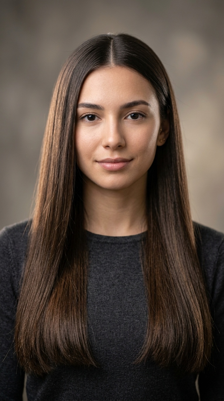 Sleek Straight with Center Part