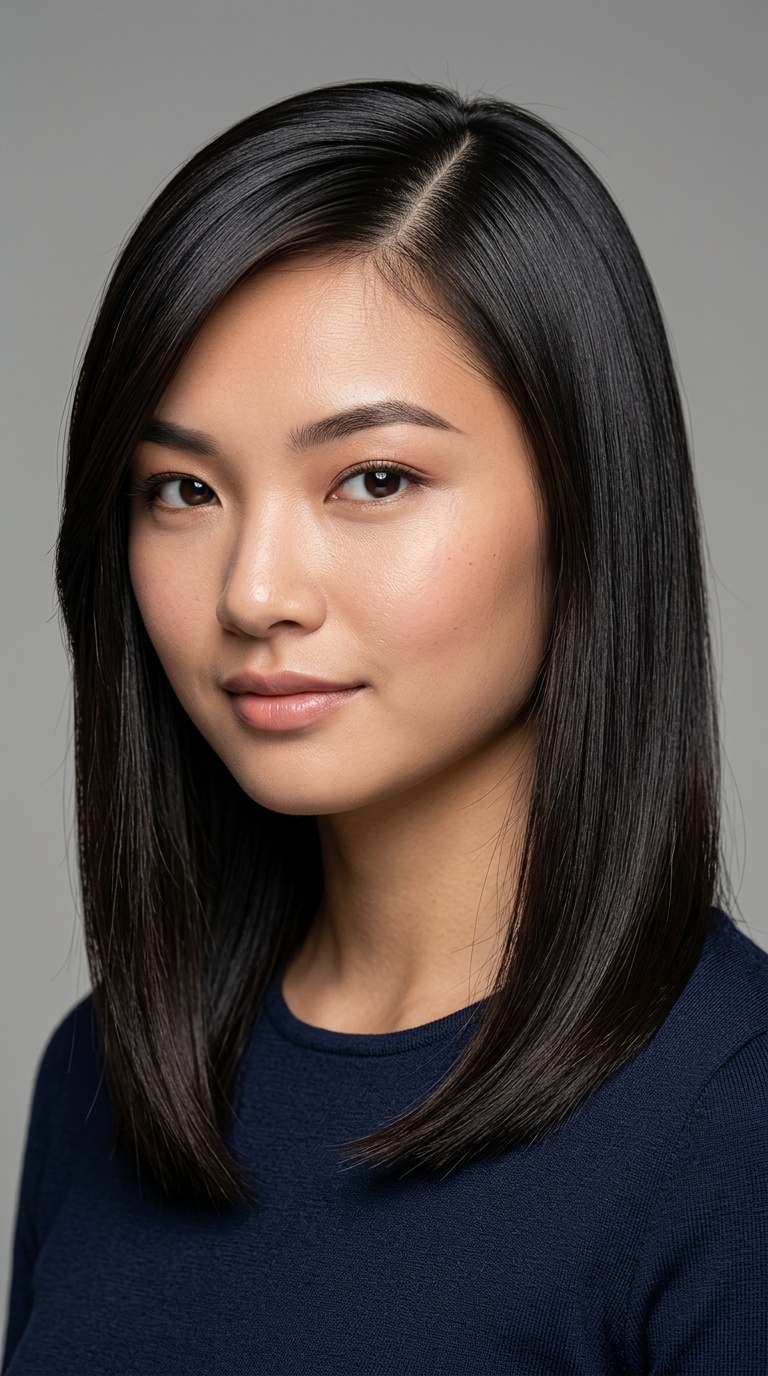 Sleek Straight with Deep Side Part