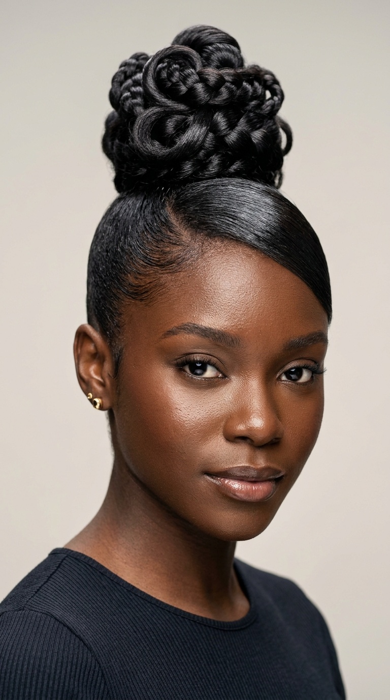 Sleek Swoop with Sculpted Top Knot