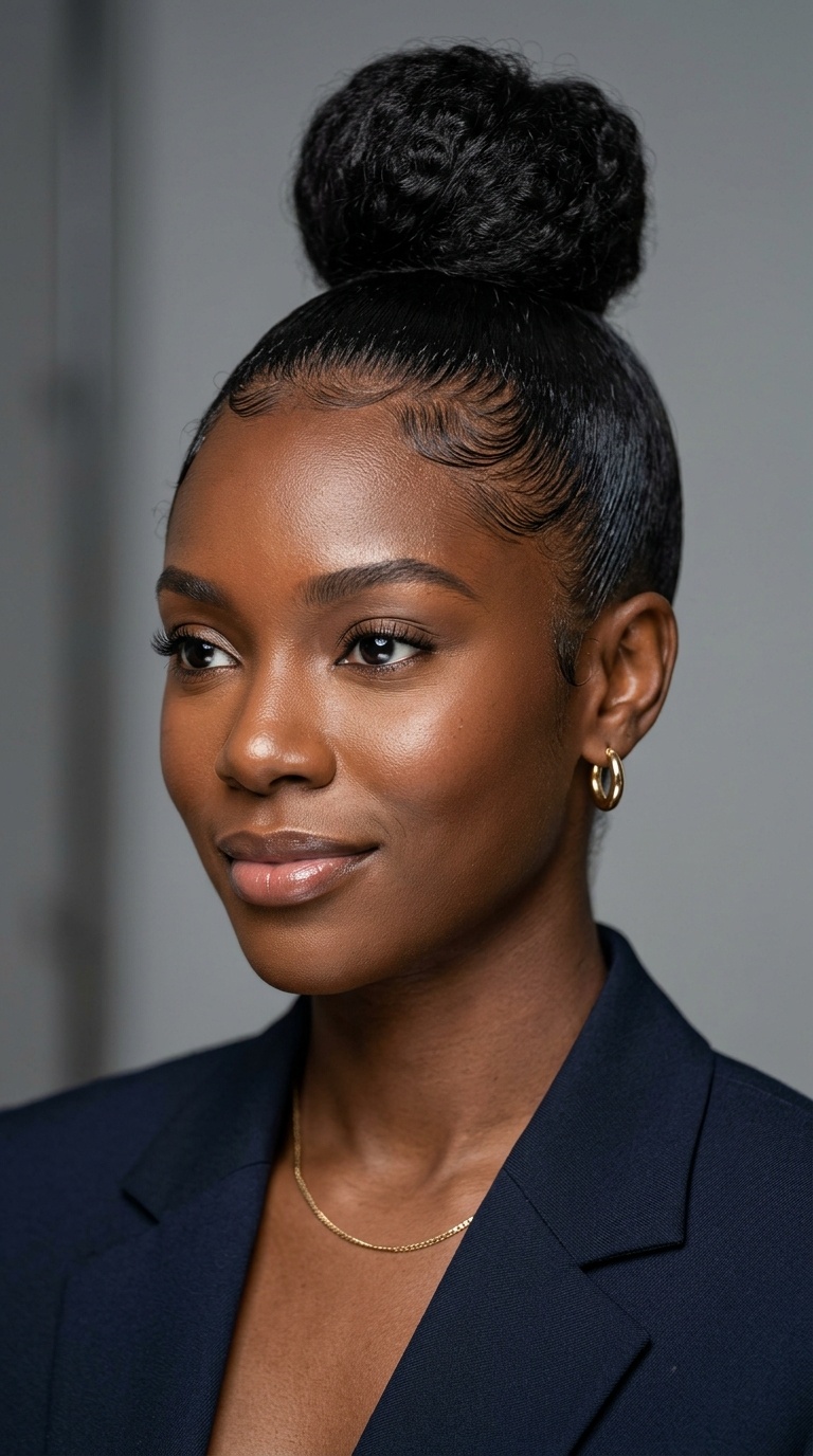Sleek Top Knot with Edge Control