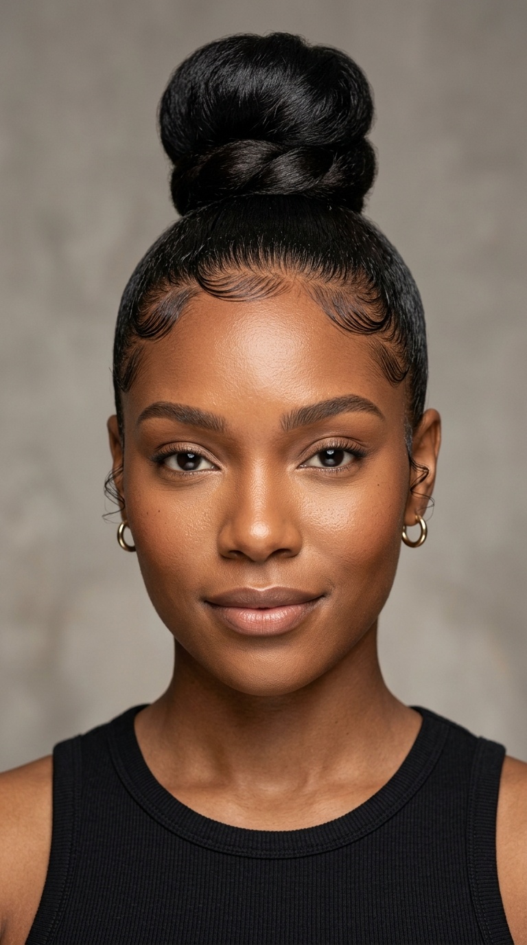 Sleek Top Knot with Laid Edges