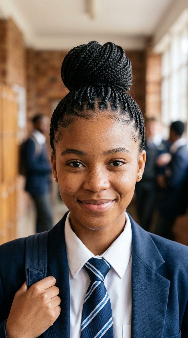 Sleek Top Knot with Micro-Braids