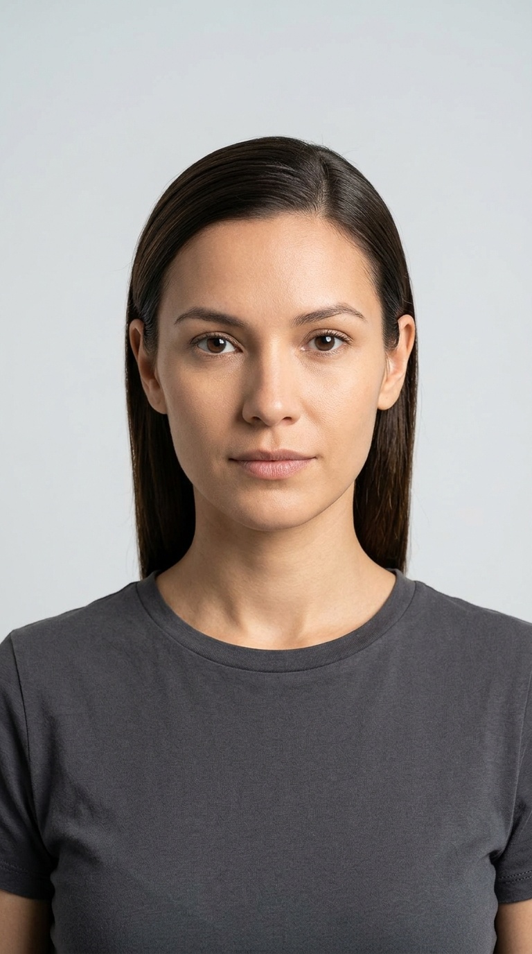 Sleek Tucked-Back Straight Hair