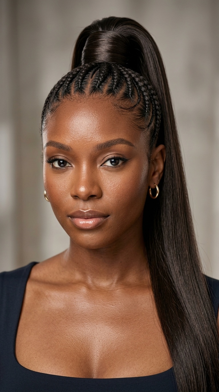 Sleek Wrap Ponytail with Braided Base