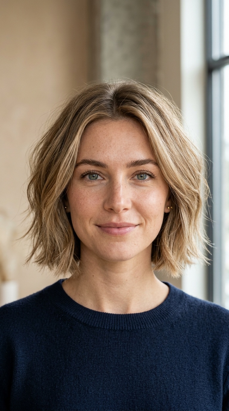 Sleek yet Textured Mid-Bob