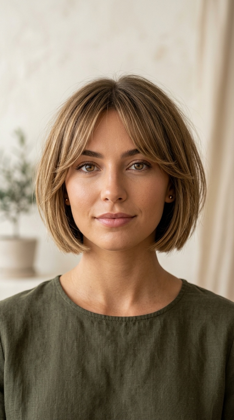 Sliced Bob with Curtain Bangs