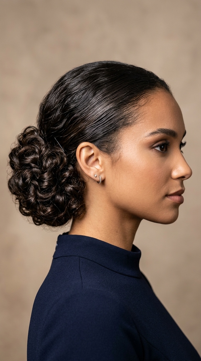 Slick-Back Curly Chignon
