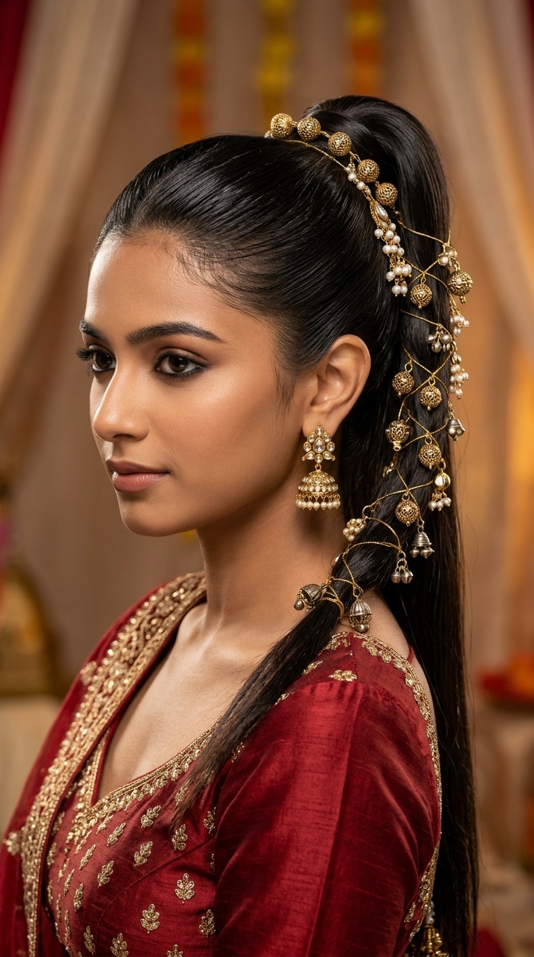 Slick Back Ponytail with Traditional Charms