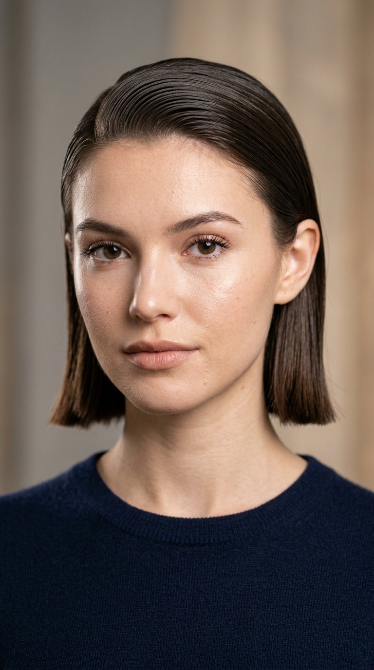 Slicked-Back Blunt Bob