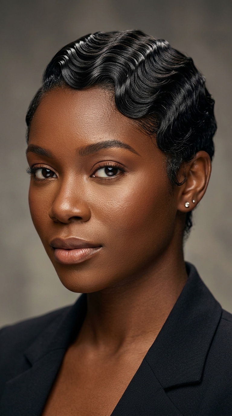 Slicked-Back Finger Waves