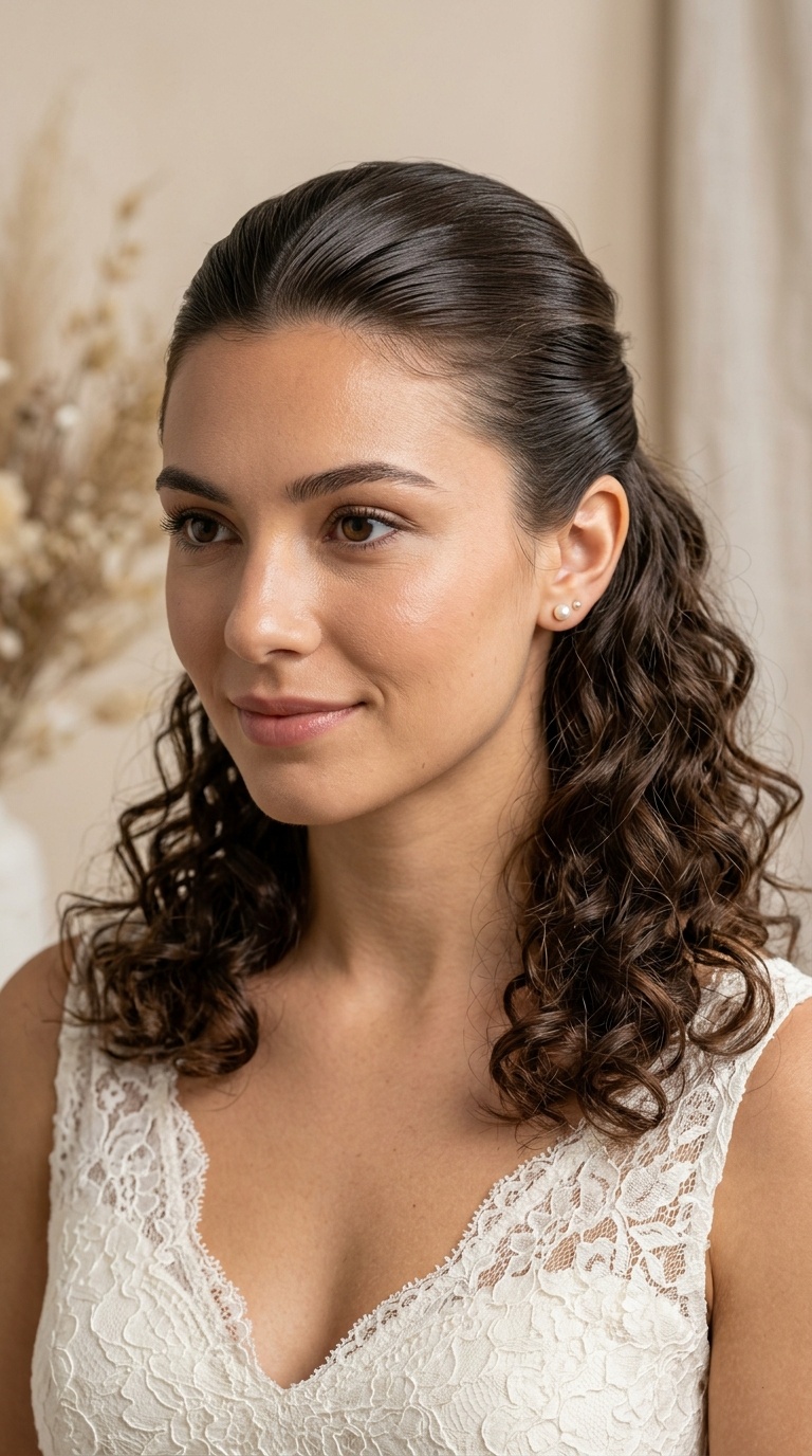 Slicked Back Front with Curly Back