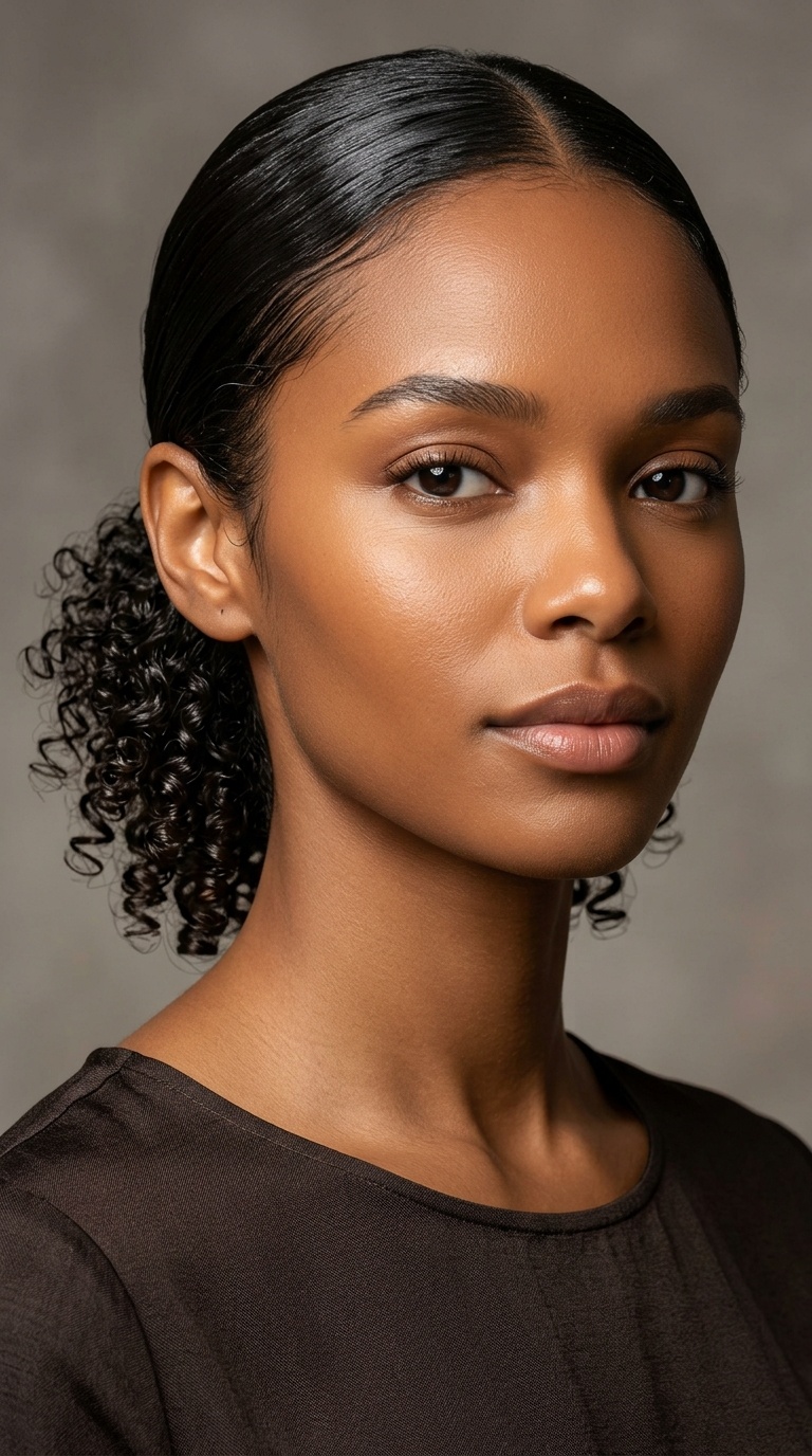 Slicked Back Front with Curly Nape