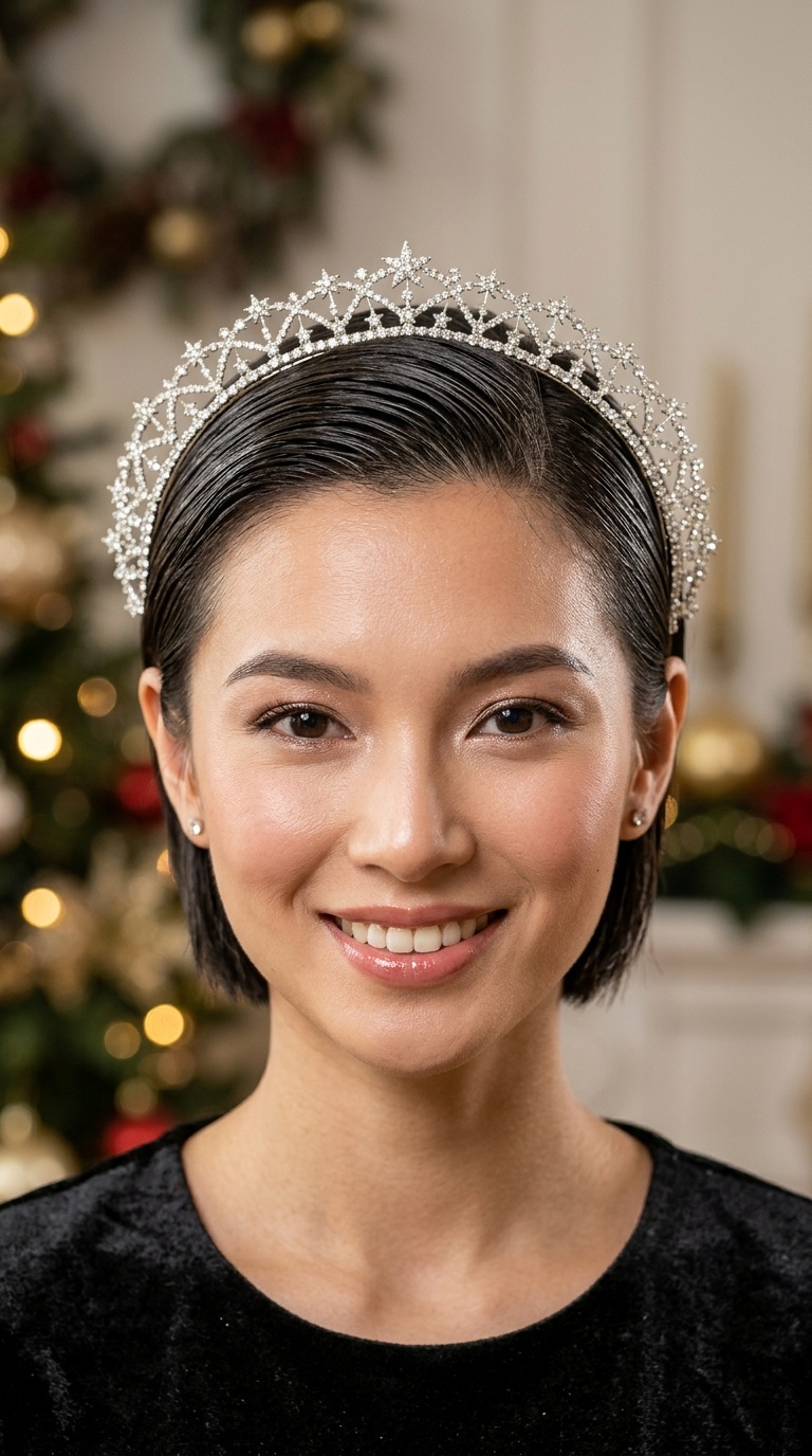 Slicked-Back Glamour with a Starry Halo