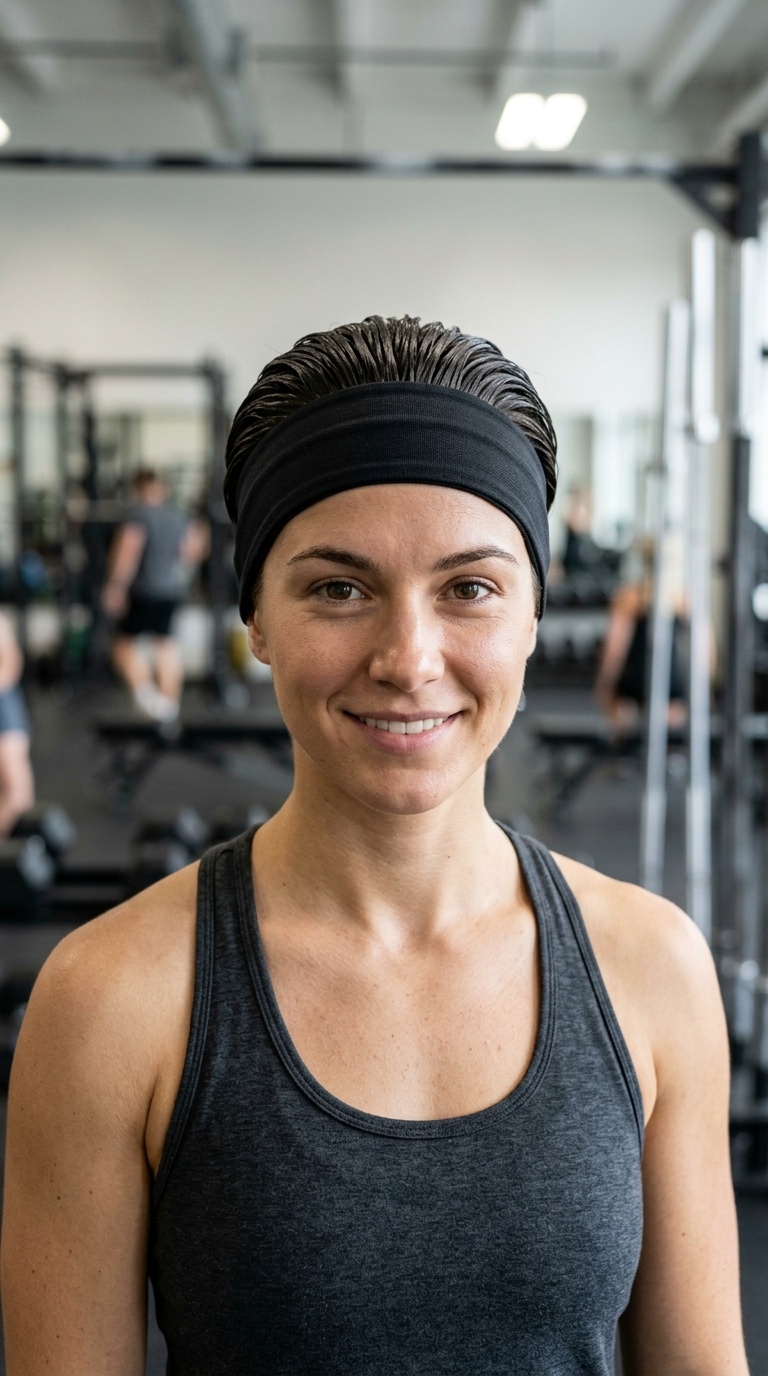 Slicked-Back Headband Look