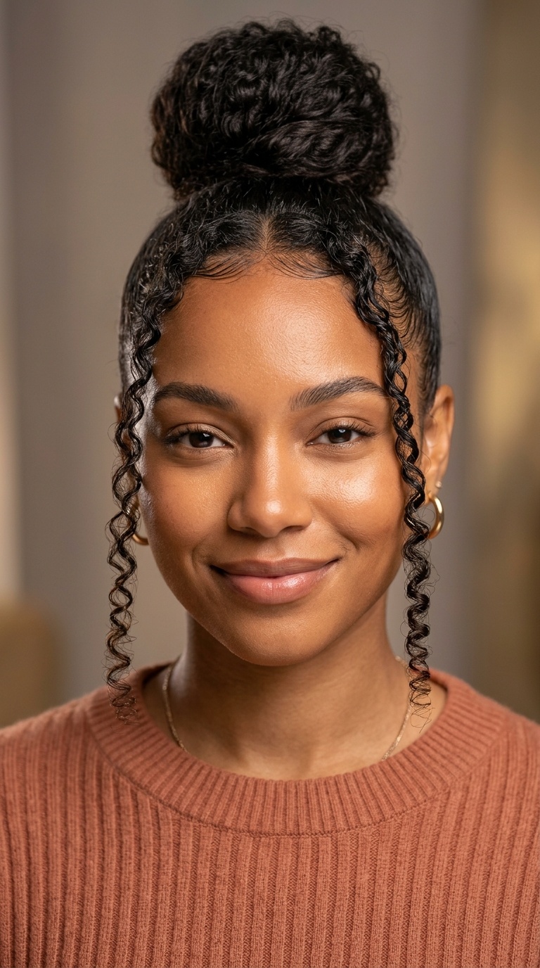 Slicked-Back High Bun with Defined Tendrils
