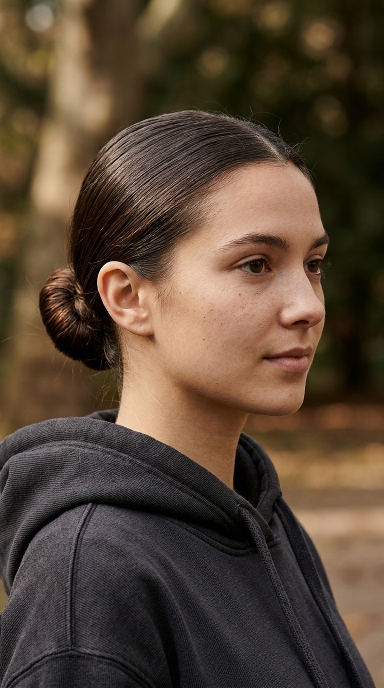 Slicked-Back Low Bun