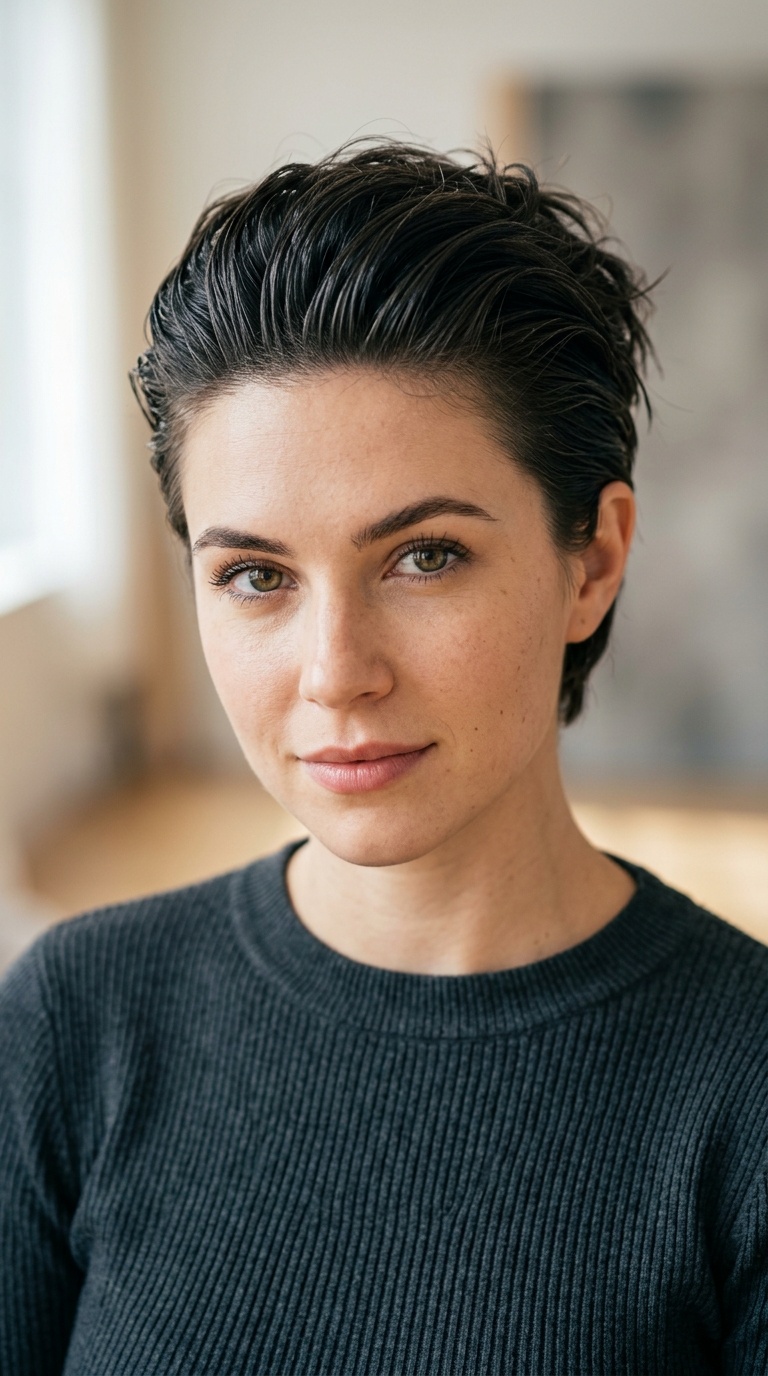 Slicked-Back Messy Top