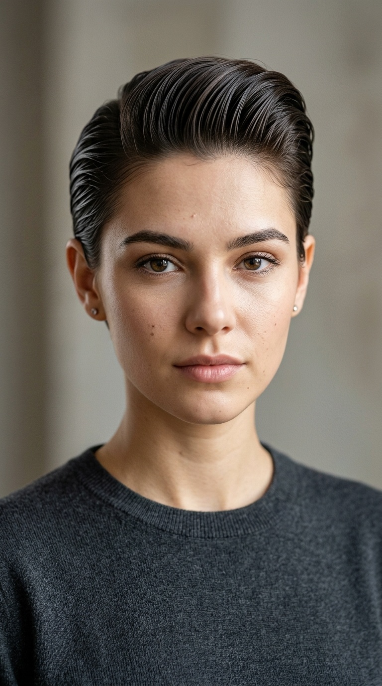 Slicked-Back Pompadour Pixie